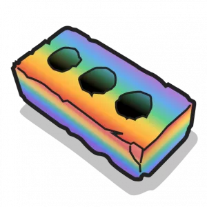 Une brique au couleurs du drapeau de la pride.